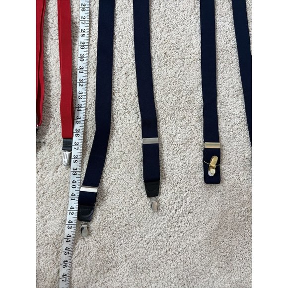 LOT of 3 pairs Mens Suspenders clip metal solid red blue Navy - Picture 11 of 11